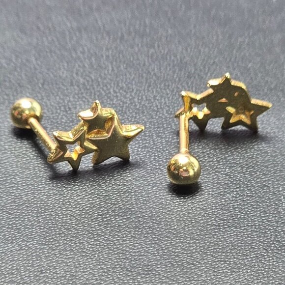 Golden Star Cluster Stud Earrings With Screw Back (NWOT) - Picture 2 of 6